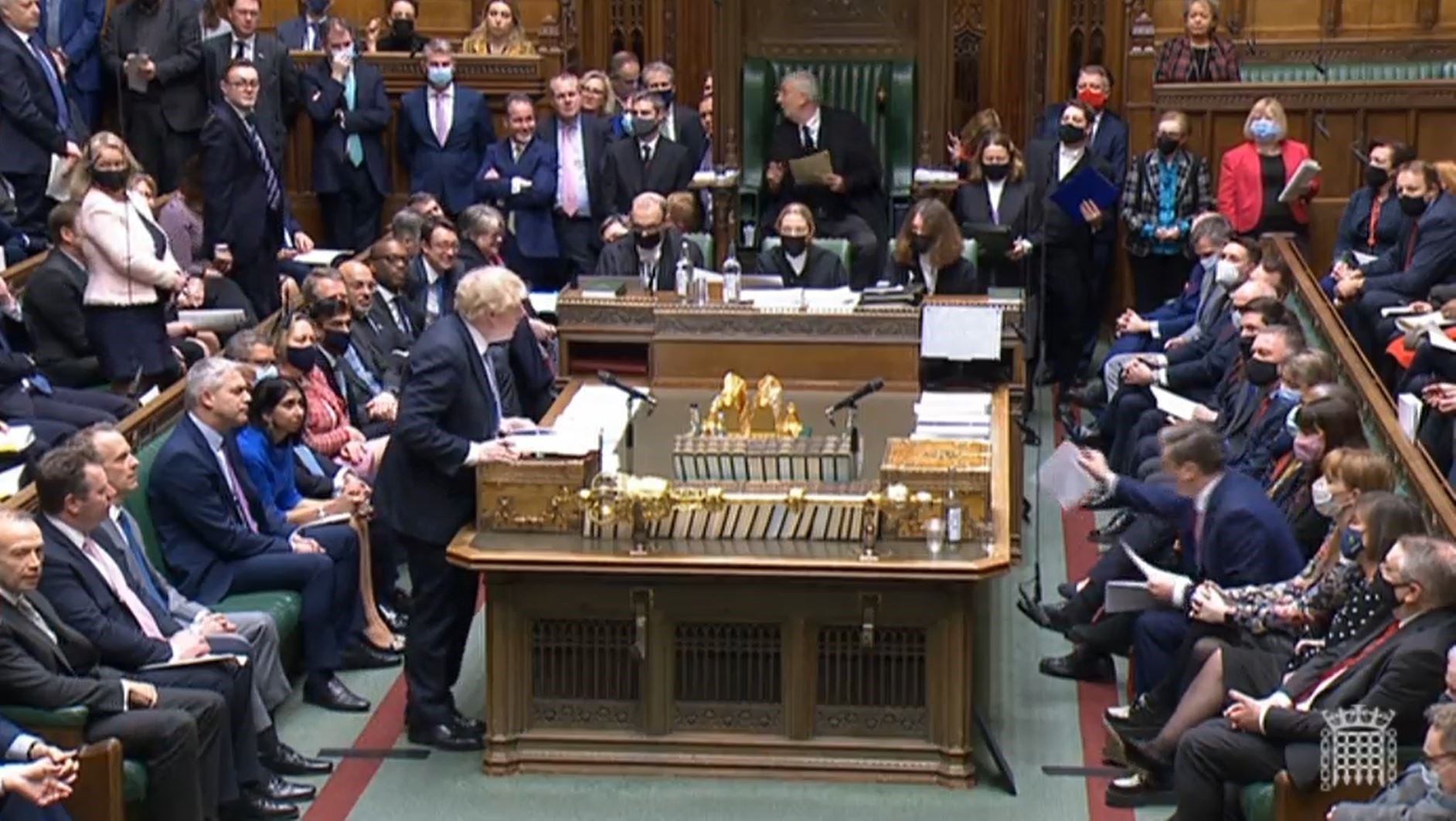 Prime Minister Boris Johnson speaks during Prime Minister’s Questions in the House of Commons (House of Commons/PA)