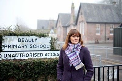 Councillor Helen Crawford outside Beauly Primary School where access may be problematic.