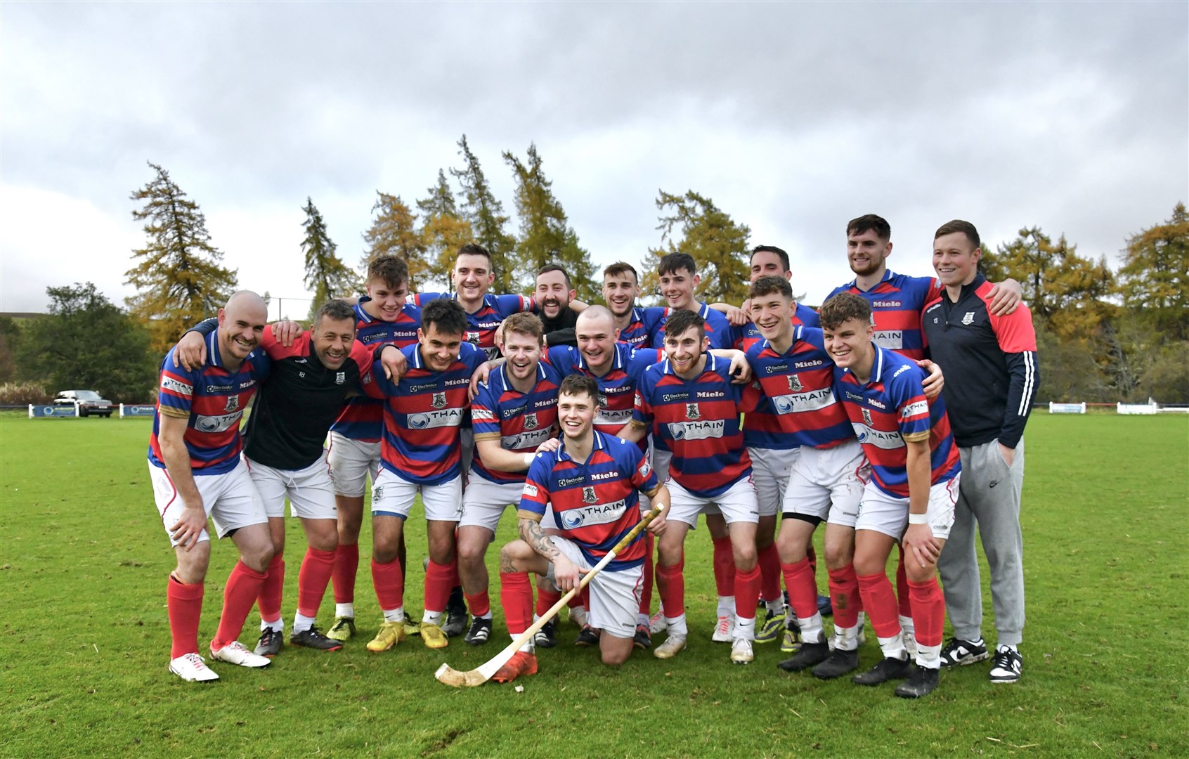 A winning line-up... the Kingussie team pictured after winning the Mowi Premiership. Picture: Fiona Young.