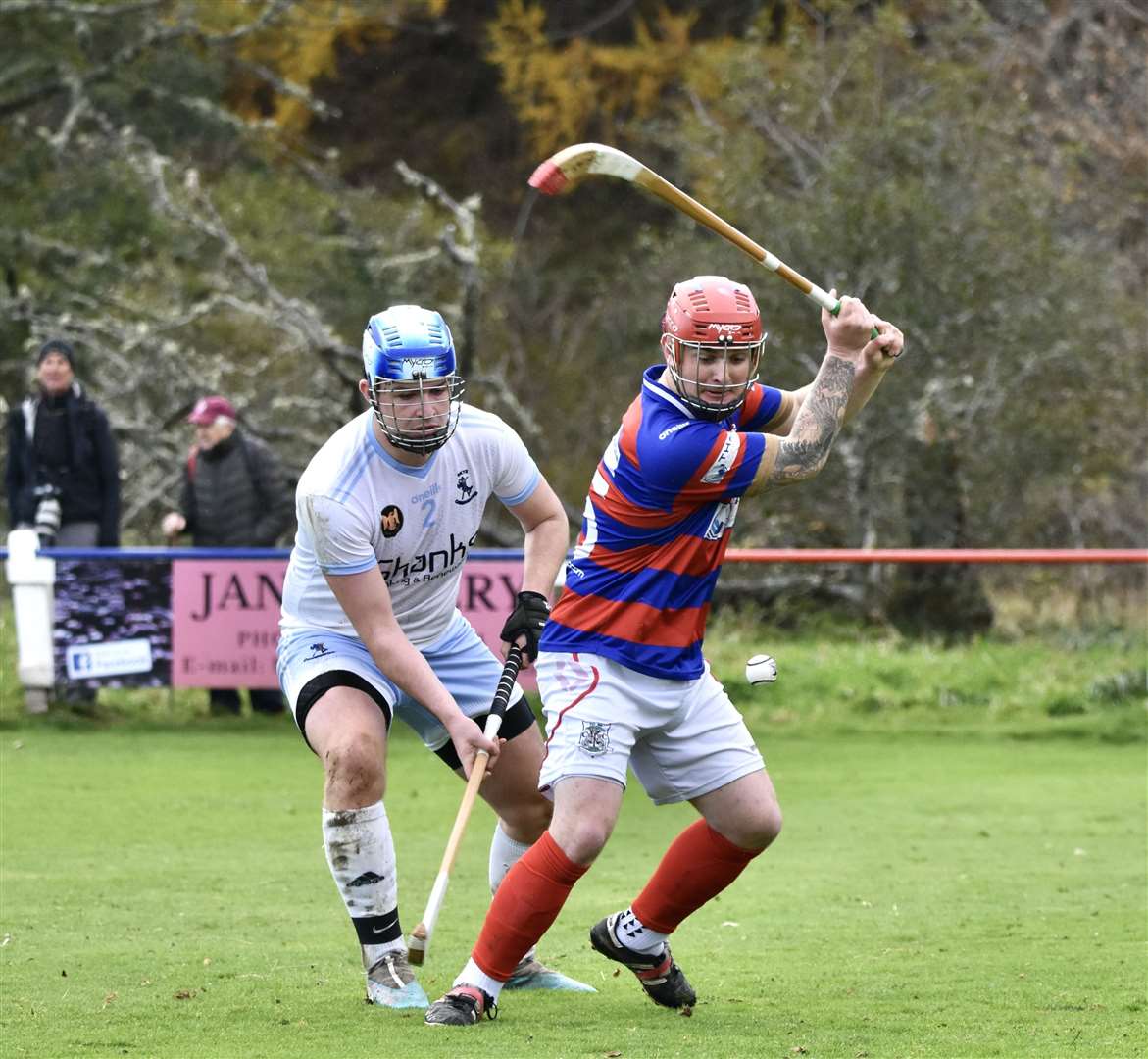 Savio Genini in action for Kingussie in the 4-0 win over Skye. Picture: Fiona Young.