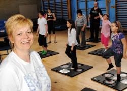 Eleanor Grant with some of the families taking part in the healthy family initiative at TRACC.