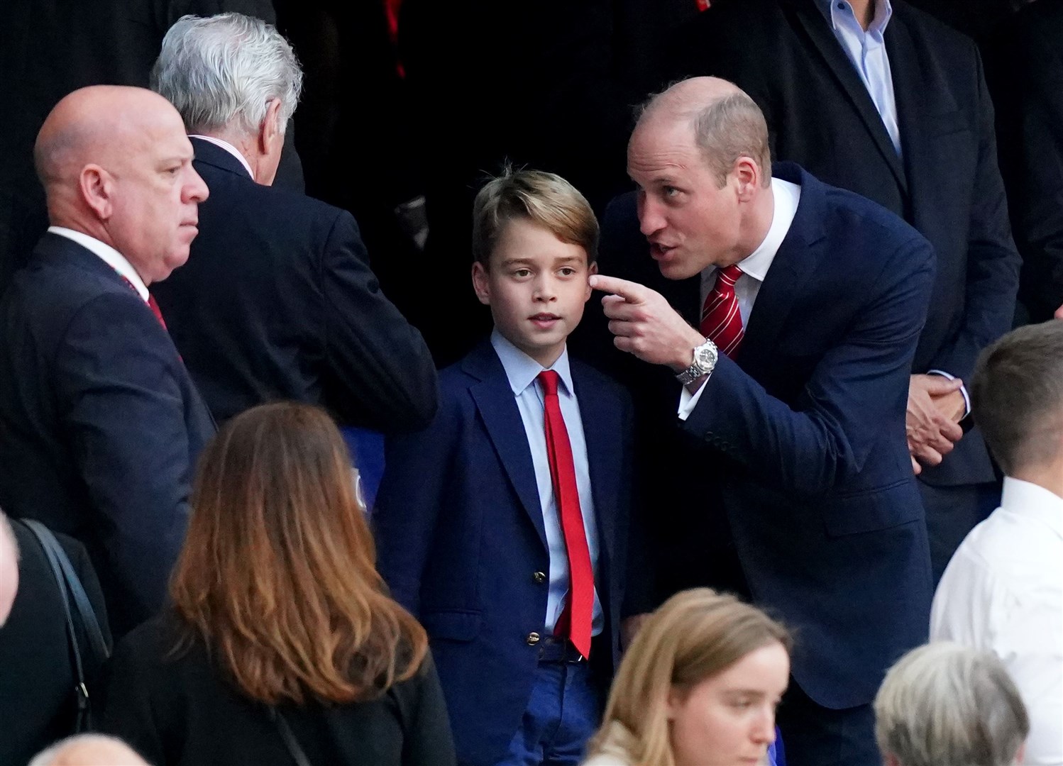 William and George in the stands before the Rugby World Cup 2023 quarter-final between Wales and Argentina (Mike Egerton, PA)