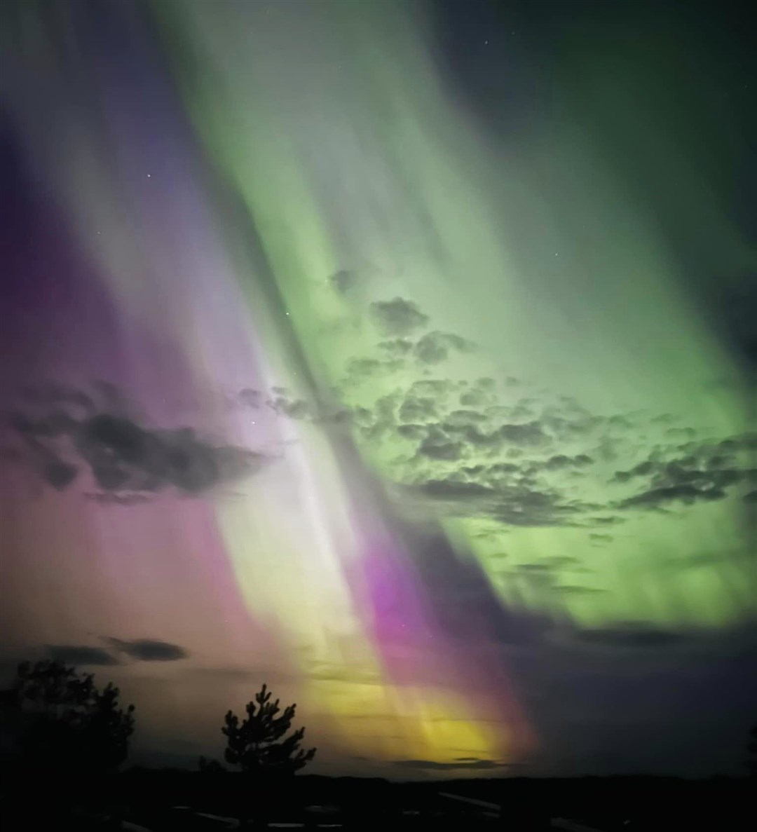 LAURA'S AURORA: An early, brighter shot over Kincraig from Laura Hansler