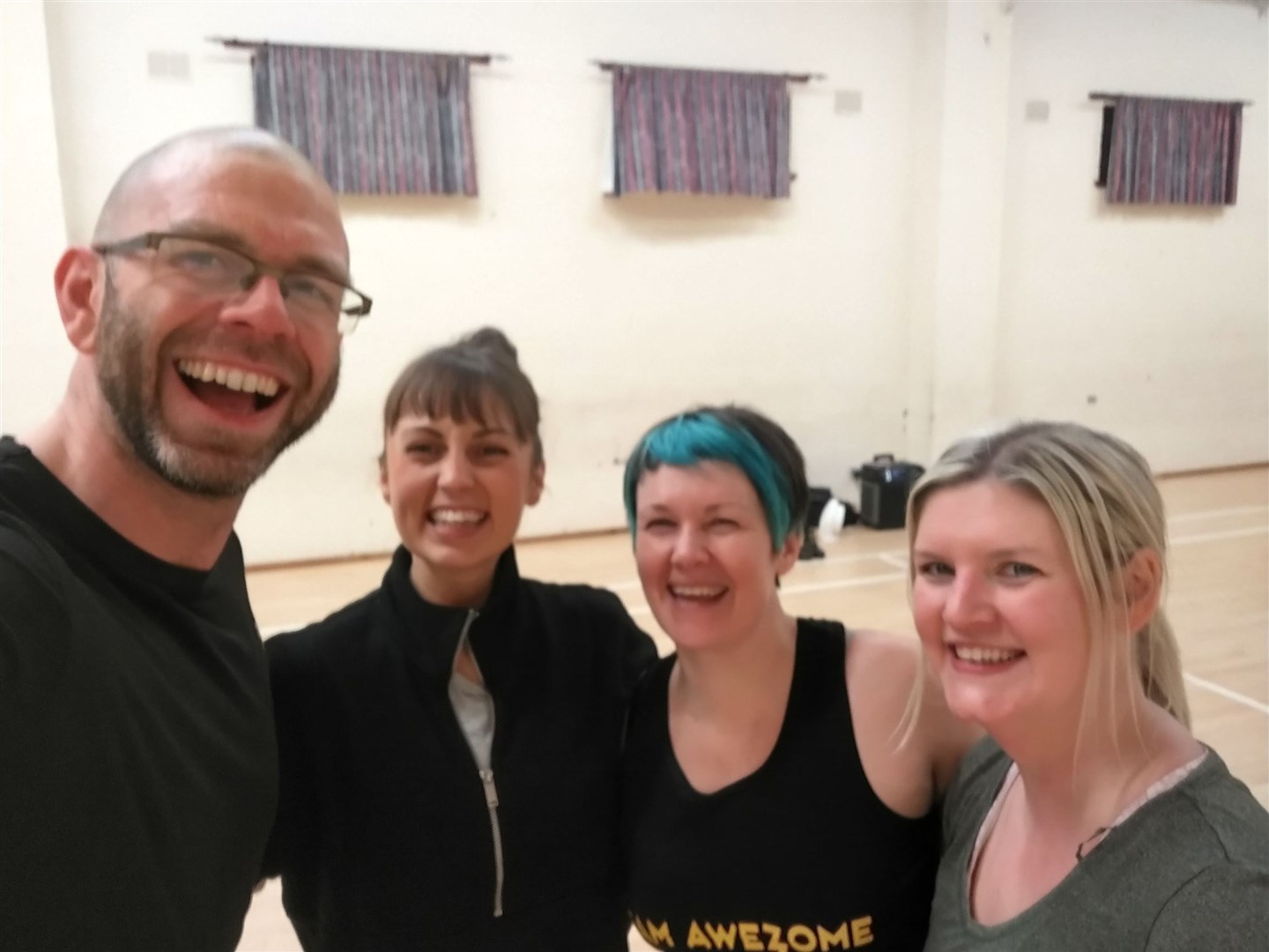 Andy Dixon, dance tutor Claire Darcy, Louise Mainland and Jenna Christie.
