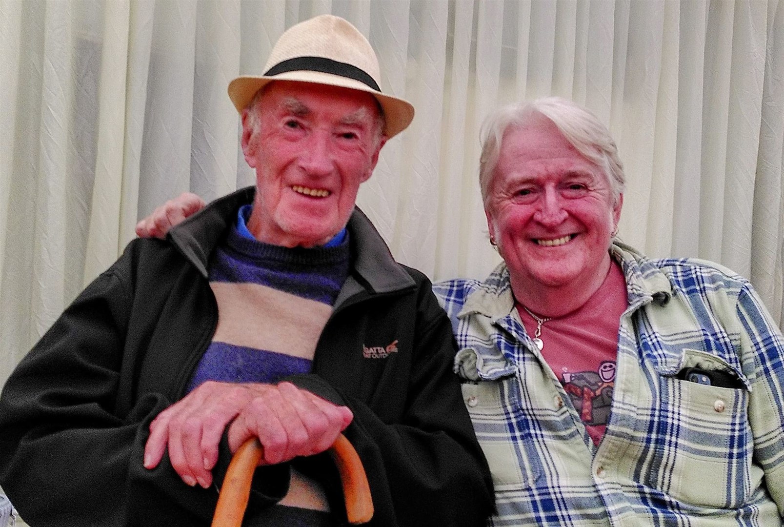 Local accordion legend Bert (left) met up with his hero Phil Cunningham at one of Kingussie Shinty Club's 'final fling' events last summer. It made his day.
