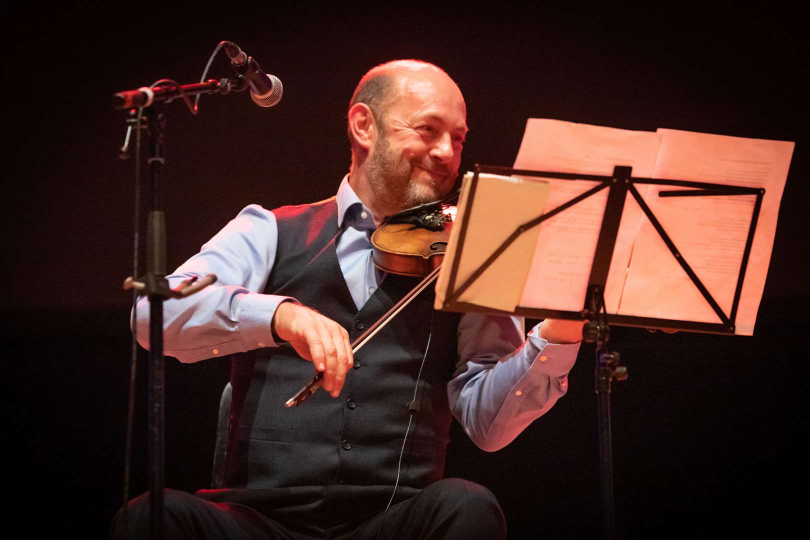 Iain MacFarlane of Glenfinnan Ceilidh Band performs on stage at Eden Court Theatre on the openng night of live music, The Royal National Mòd 2021