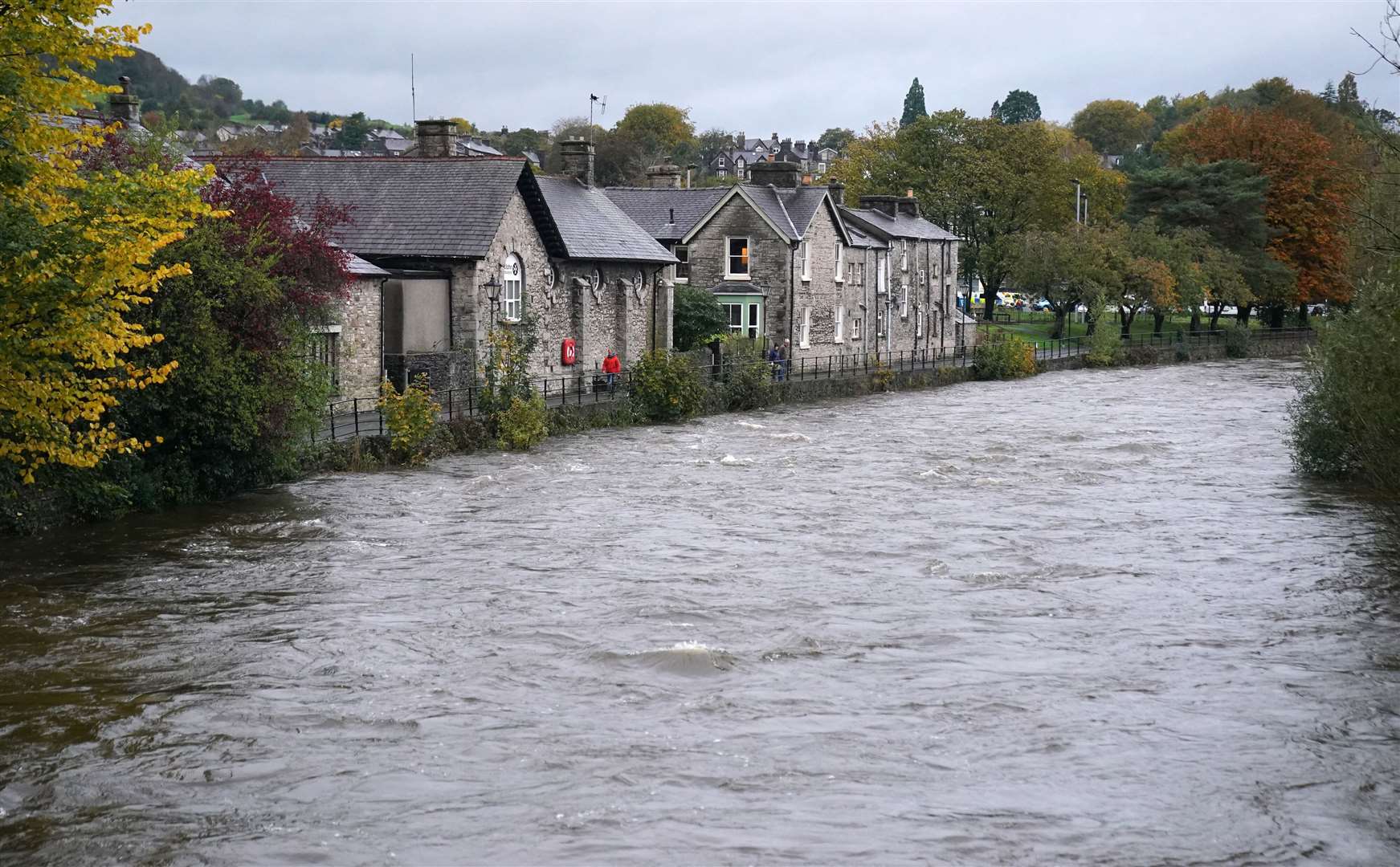 The River Kent in Kendal, Cumbria, also reached high levels (Owen Humphreys/PA)
