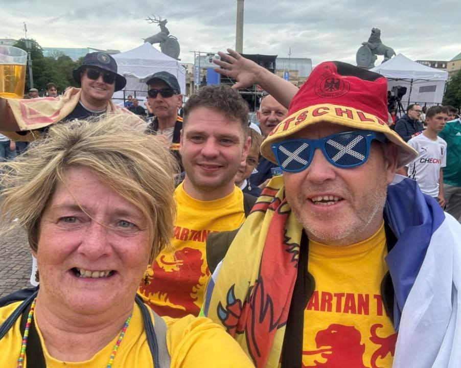 Jennifer, Colin and Diarmid Campbell from Inverness were in good spirits heading from their base in Karlsruhe to Cologne this morning