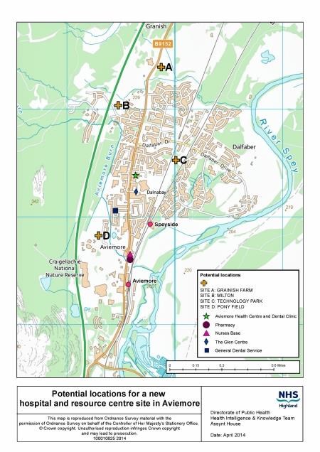 A map showing the four sites in the running
