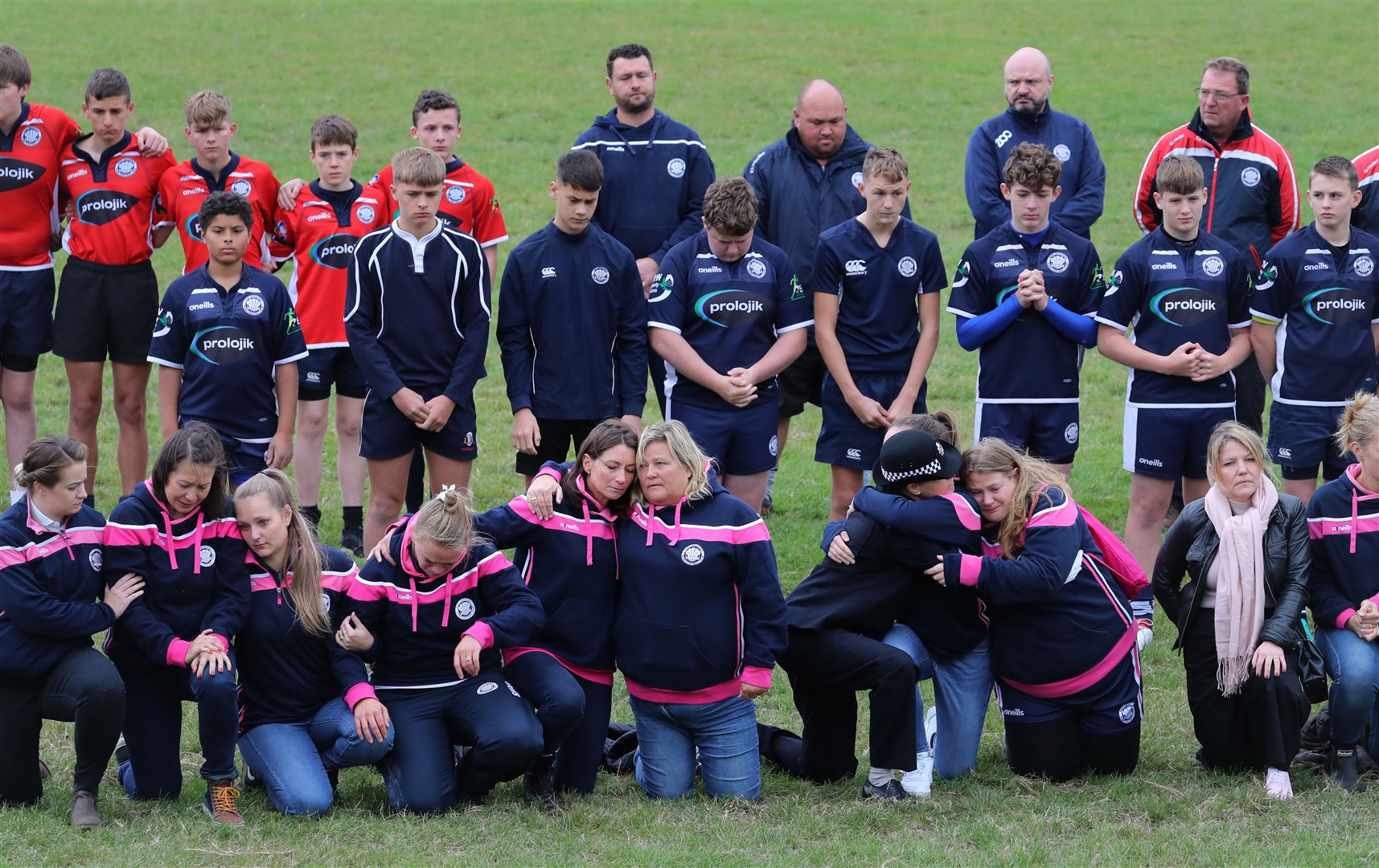 Players observe a minute’s silence at East Grinstead rugby club (Gareth Fuller/PA)