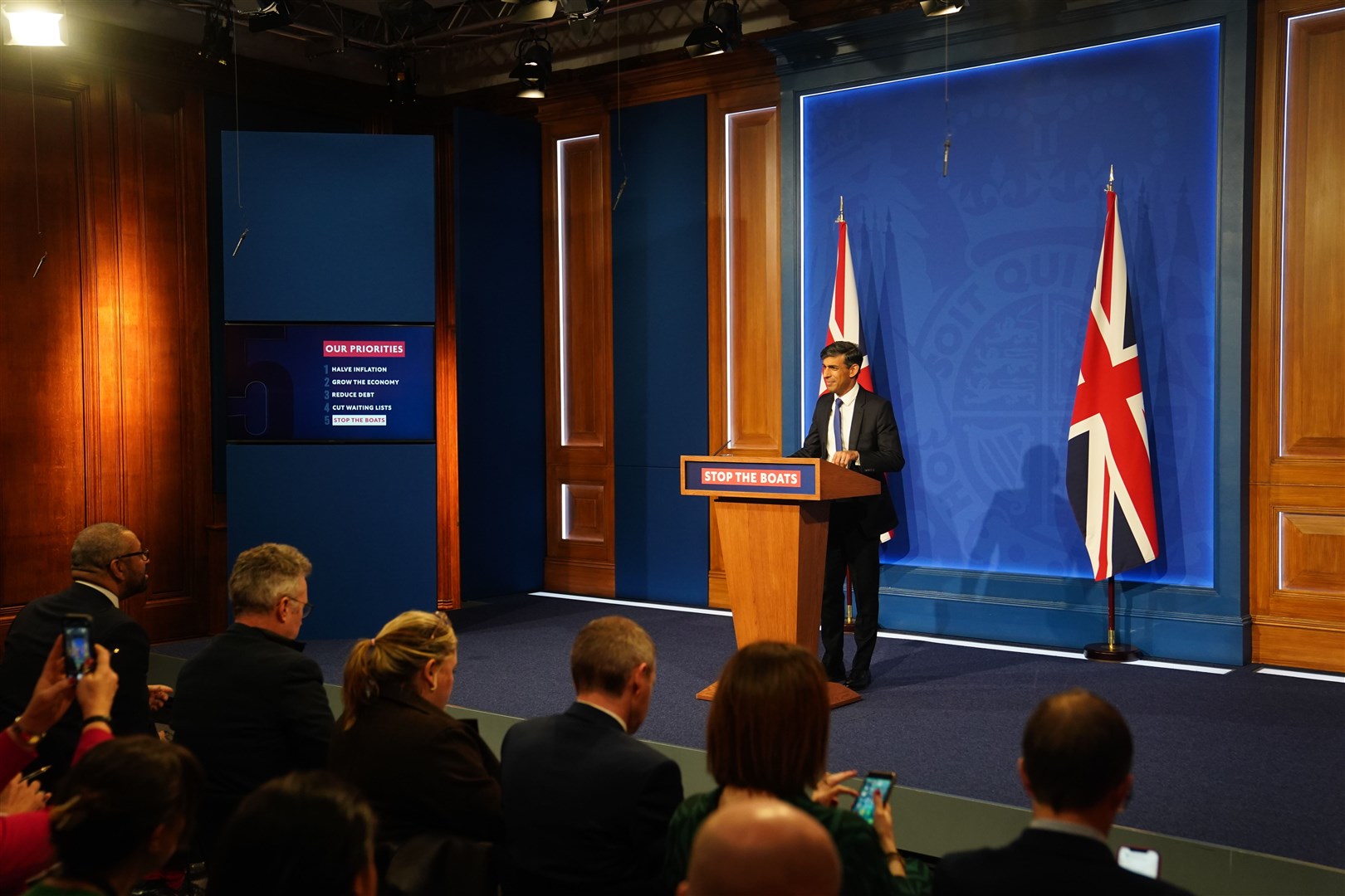 Prime Minister Rishi Sunak held a press conference to defend his Rwanda scheme (James Manning/PA)