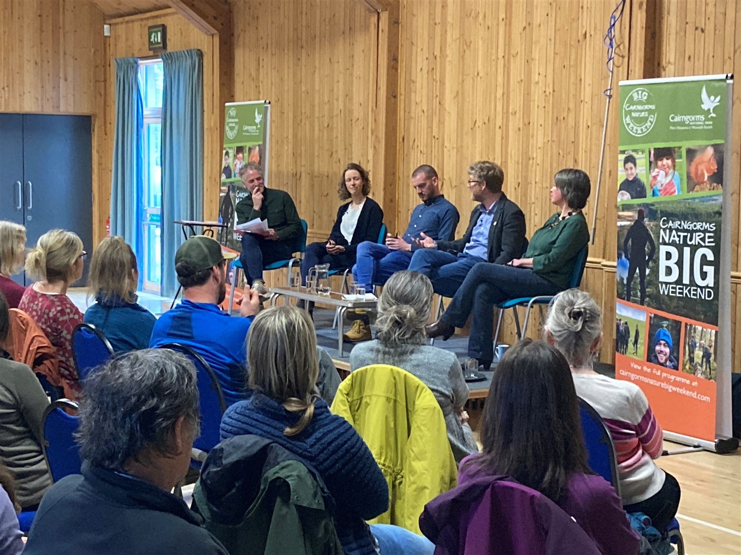 Cairngorms National Park Authority chief executive Grant Moir (second right) in discussion with Gordon Buchanan (far left).