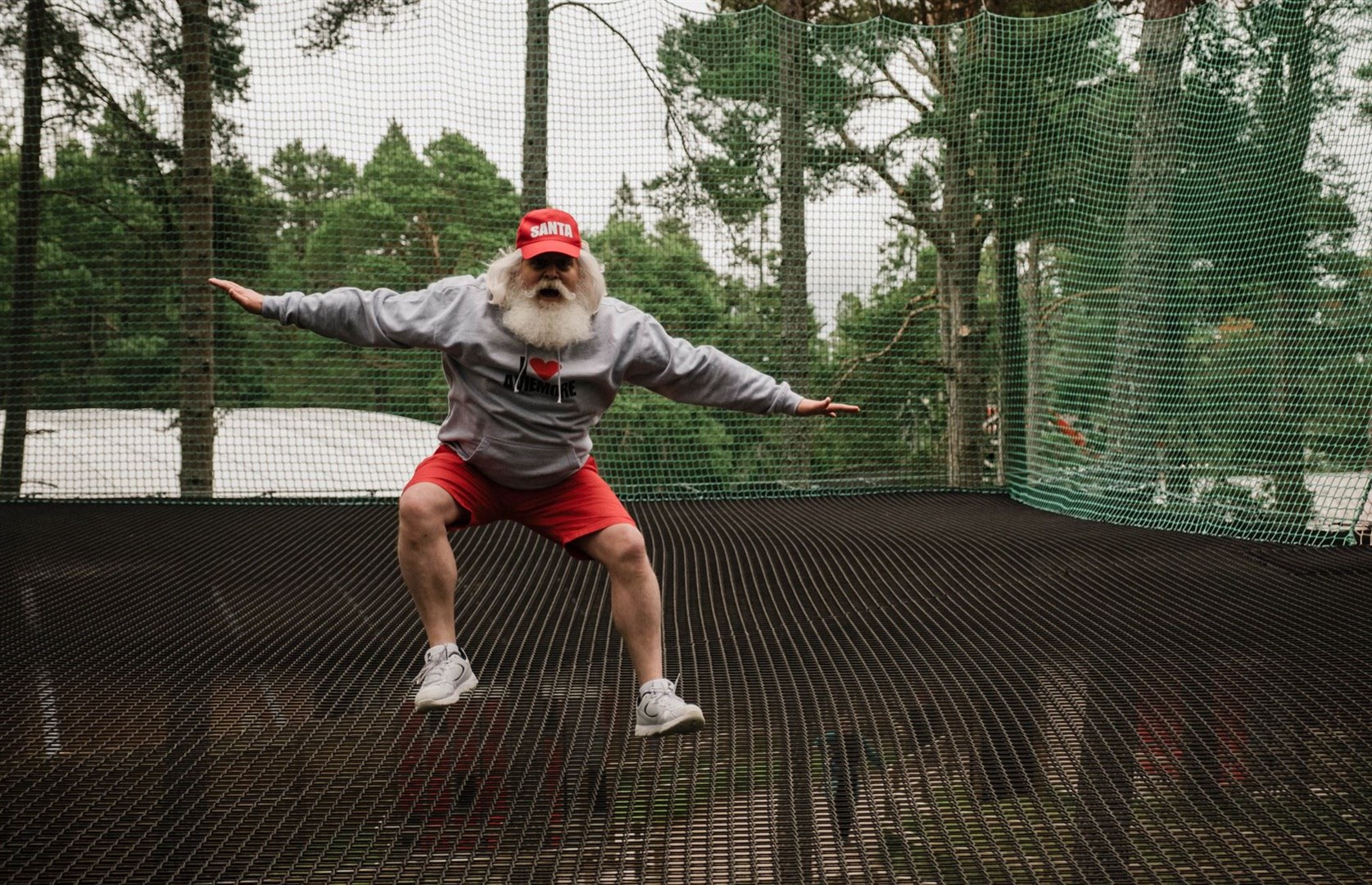Nothing to see here... Santa bouncing around at the Landmark Forest Adventure Park in Carrbridge.