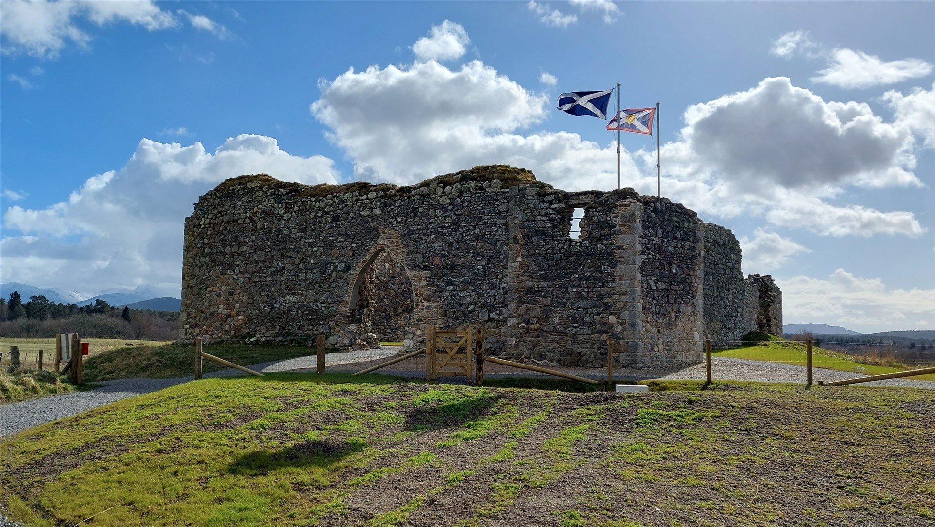 Flying the flags of victory at Castle Roy.