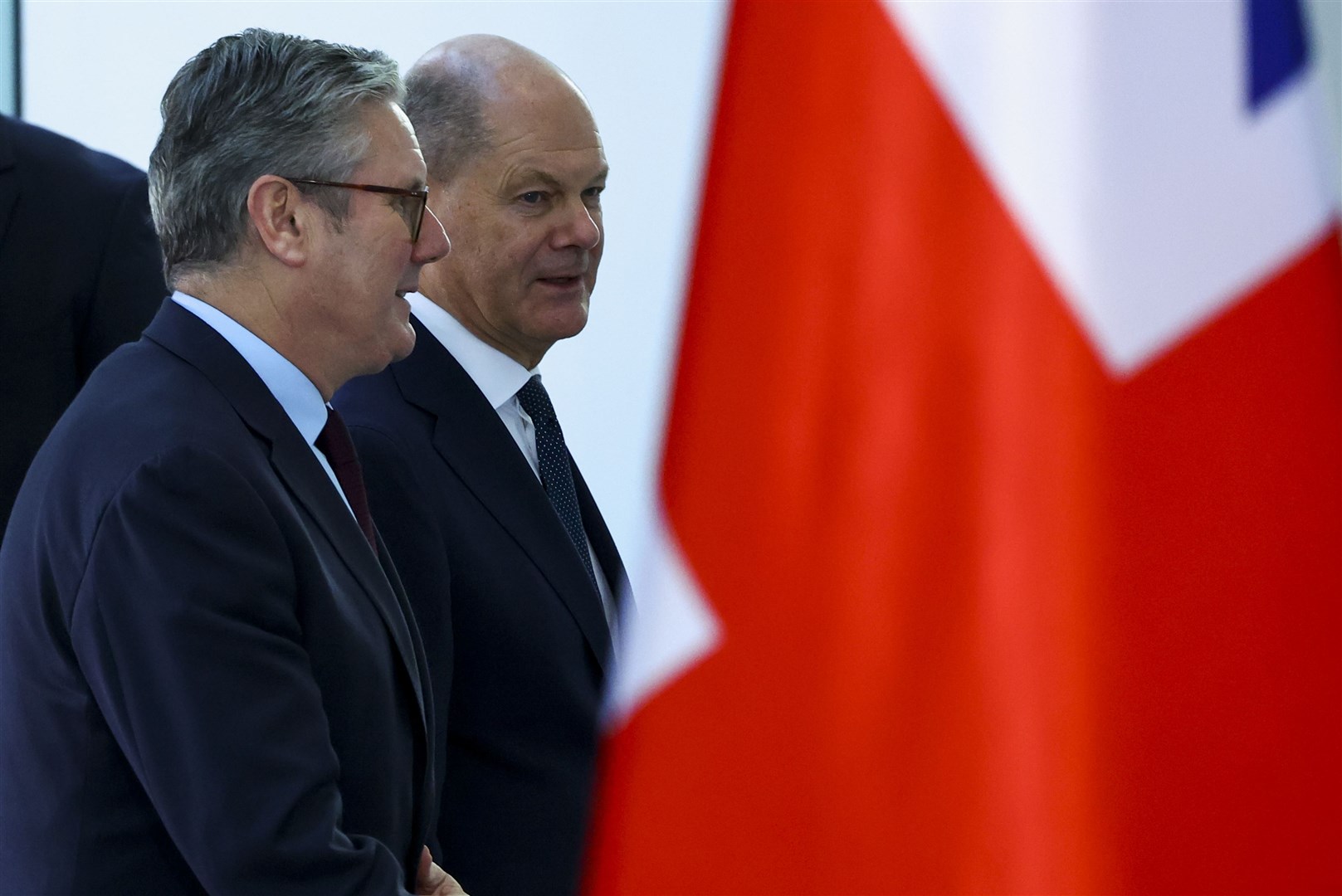 Sir Keir Starmer, pictured with Olaf Scholz, said the UK ‘will not mourn’ the death of Hamas leader Yahya Sinwar (Fabrizio Bensch/PA)