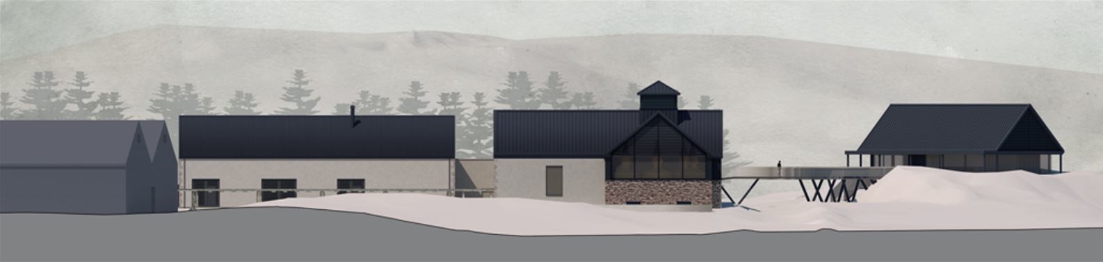 A visual impression of the proposed distillery at Strathmashie.