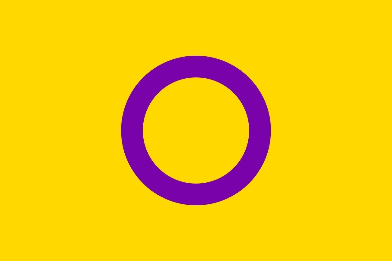 The pride flag representing intersex people.