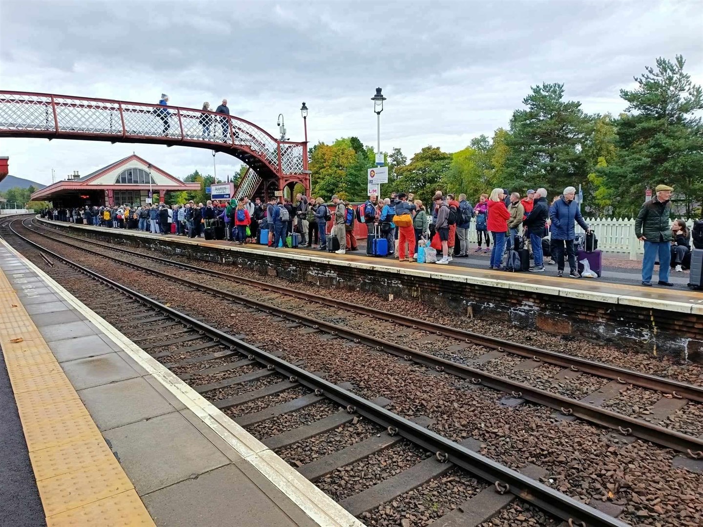PACKING THE PLATFORM: The Edinbugh-bound train had to be evacuated at Aviemore yesterday