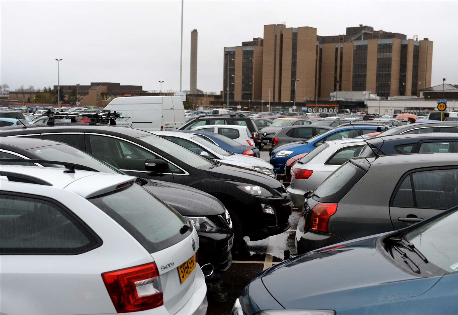 Sea of vehicles parked in various positions and places at Raigmore Hospital car park.Picture: Gary Anthony..