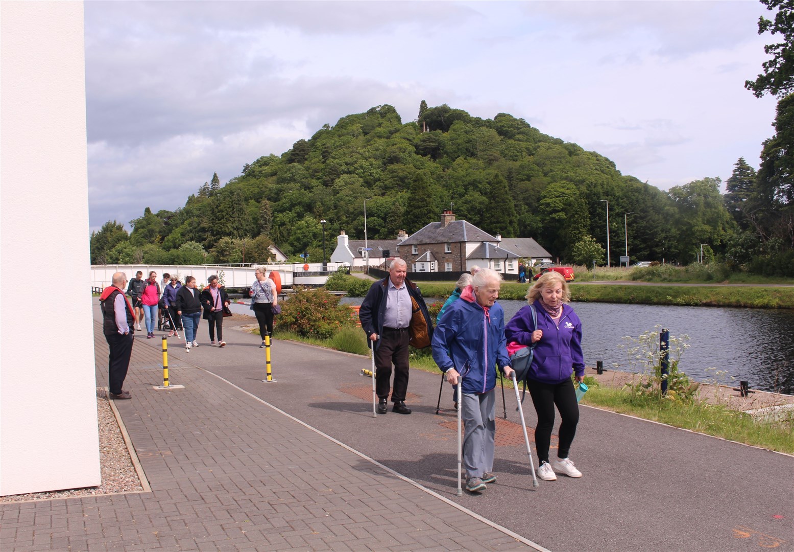 The walkers from Highland VIP Walkers Group and Clarity Walk Inverness make their way along the canal path.