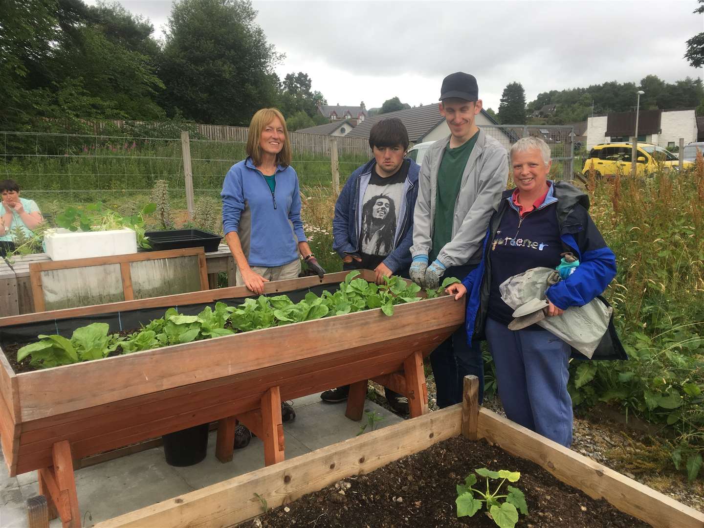 Therapy gardeners Laura Cannicott (project manager), Craig Macdonald, Ewan MacPhee and Gilly Kinnear.