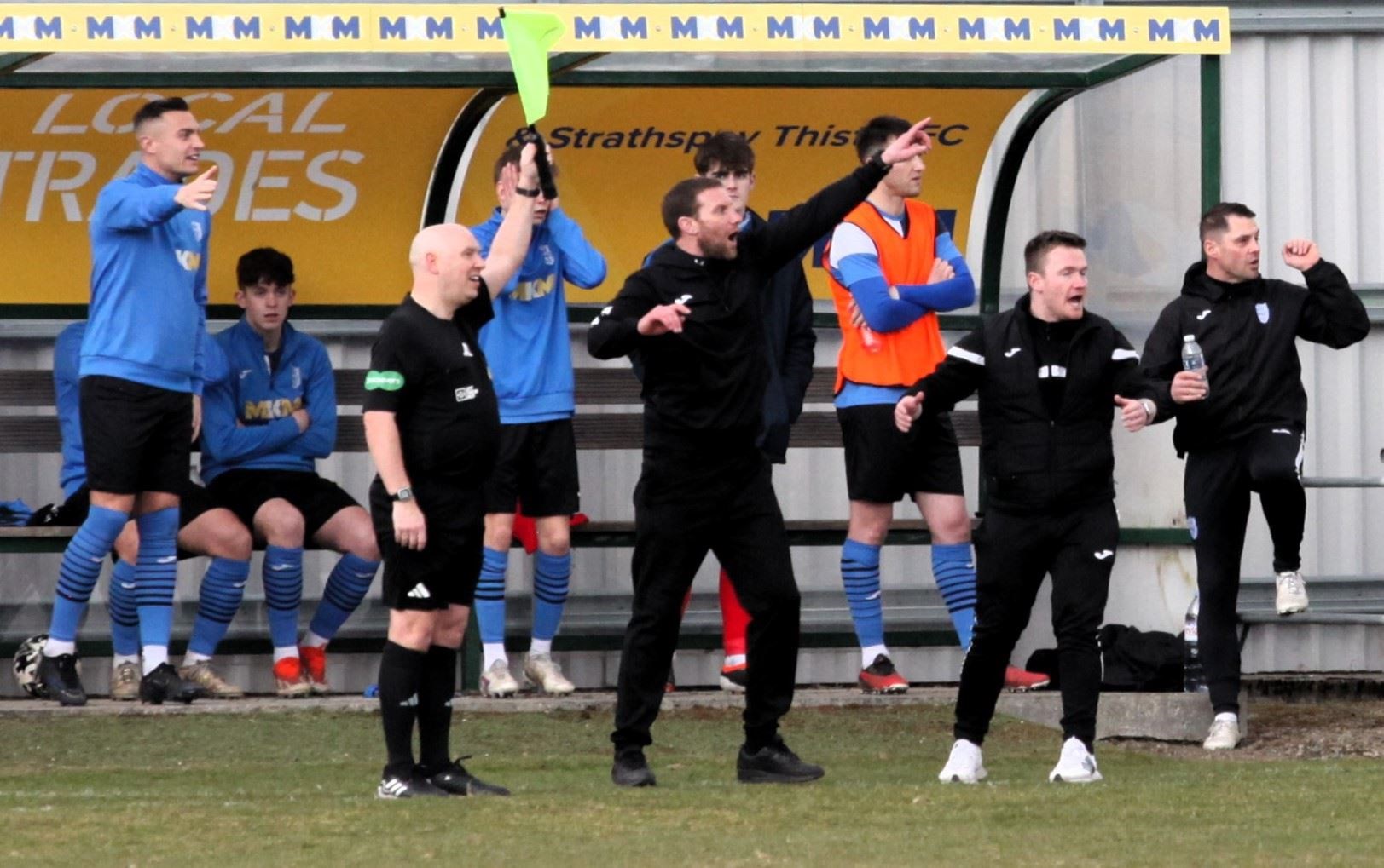 REF! Jags boss Ryan Esson makes his point this week, a week which brought mixed results including a crucial Saturday victory over basement rivals Rothes. He told the Strathy the club could hardly start celebrating even after leaving Rothes at the bottom, with so many fixtures yet to come and at such a fierce rate: "Come Saturday at Fraserburgh we will have played 12 games in six weeks. It's far too much." The Rothes match is reported in the current Strathy, published yesterday. Picture: Frances Porter.