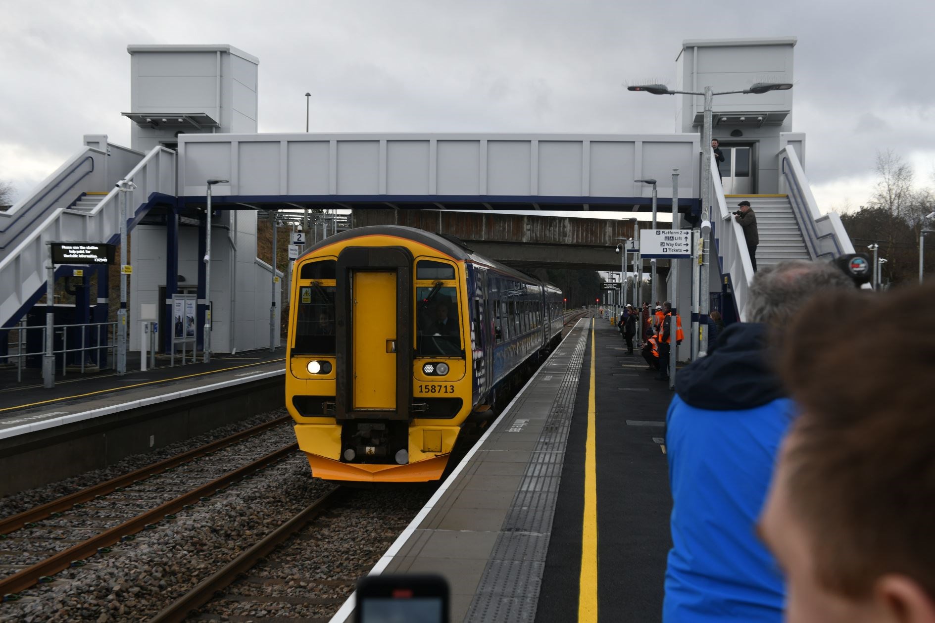 The first train arriving from Inverness at Inverness Airport Train Station. Picture: James Mackenzie.