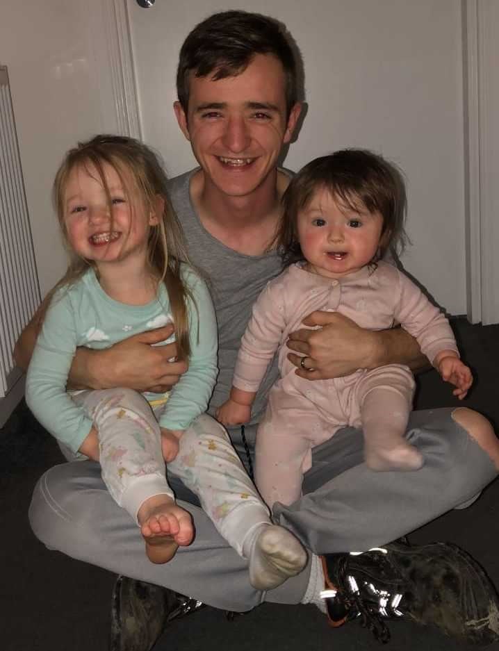 Rhys Cousin with his daughters Peyton and Heidi.