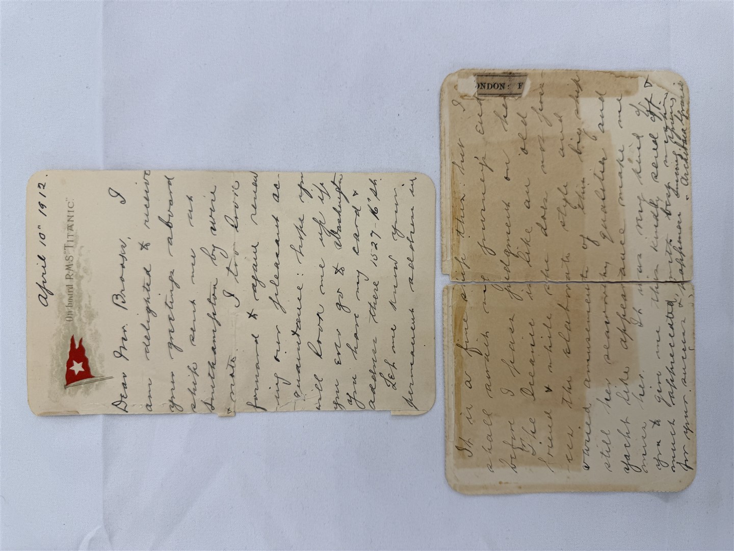 The letter card was written over four sides by Colonel Archibald Gracie (Henry Aldridge & Son/PA)
