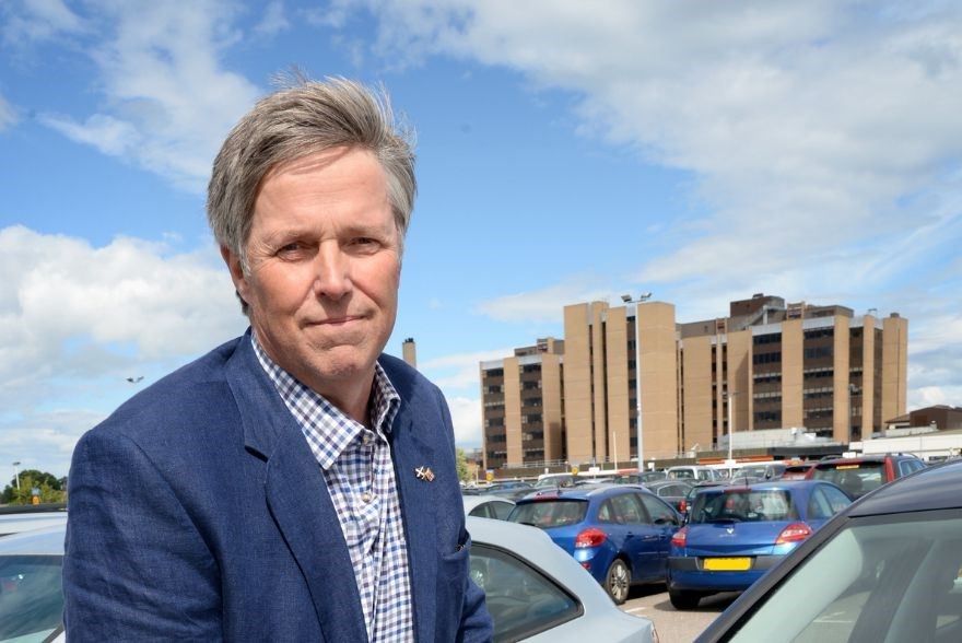 Edward Mountain MSP at Raigmore Hospital in Inverness.