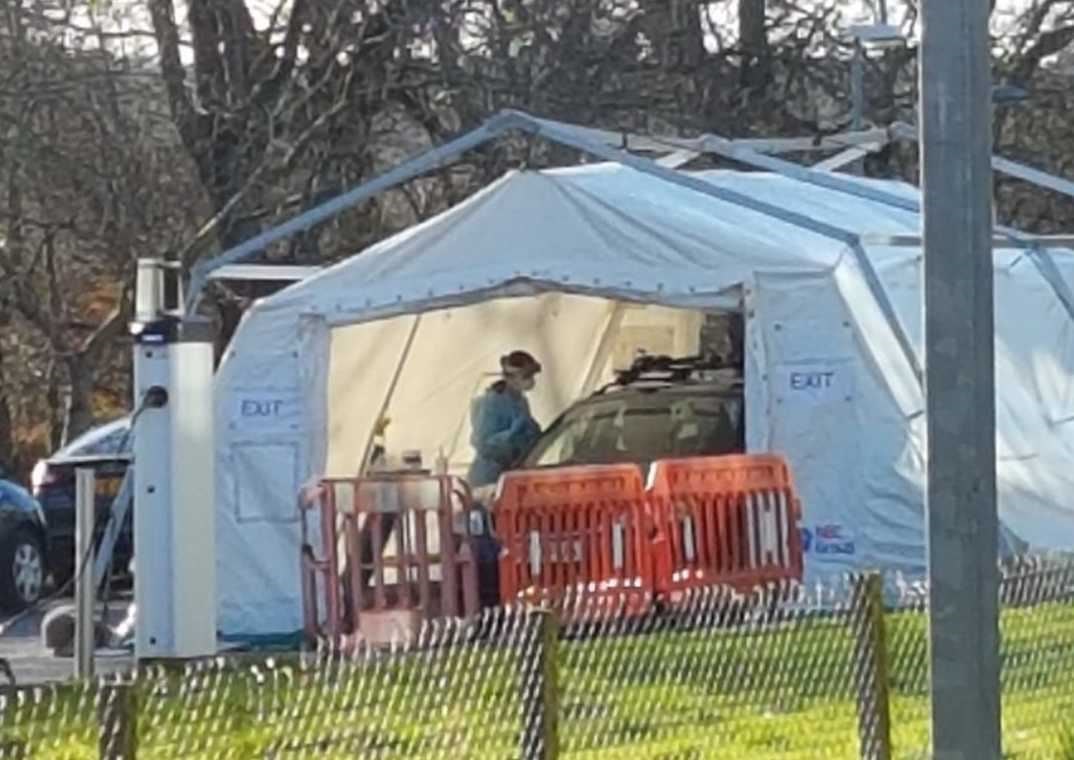 A tent for drive-through coronavirus testing is part of the facilities established at Raigmore Hospital to tackle the outbreak.