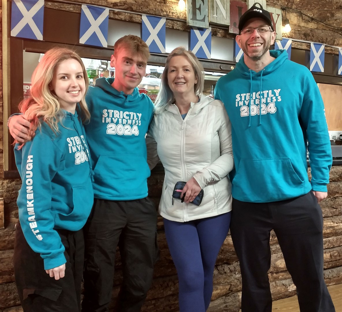 Ruth Mason (second right) and Andy Dixon (right) at a bingo fundraiser organised by fellow dance couple Kenna Ross and Shaun Rose at Café V8 in Inverness.