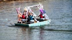One of the boat crews in action during the raft race at Invergordon.
