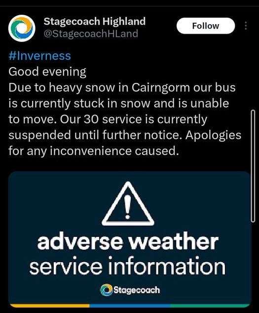 Bus stopped: the notice from Stagecoach