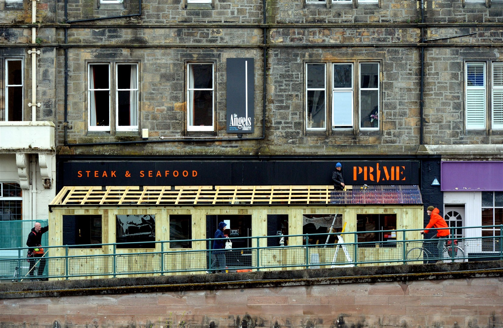 Prime Steak and Seafood built an outdoor seating area that was erected on Monday. Picture: James Mackenzie