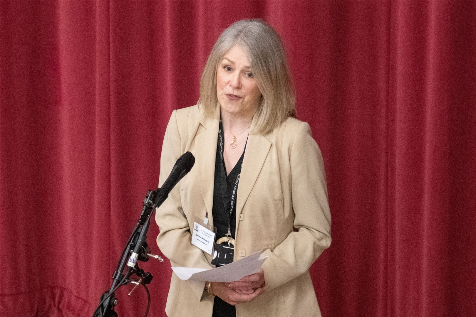 Denise Whitworth.Moray West, Nairn and Strathspey Election Count at Elgin Town Hall. Picture: Daniel Forsyth.