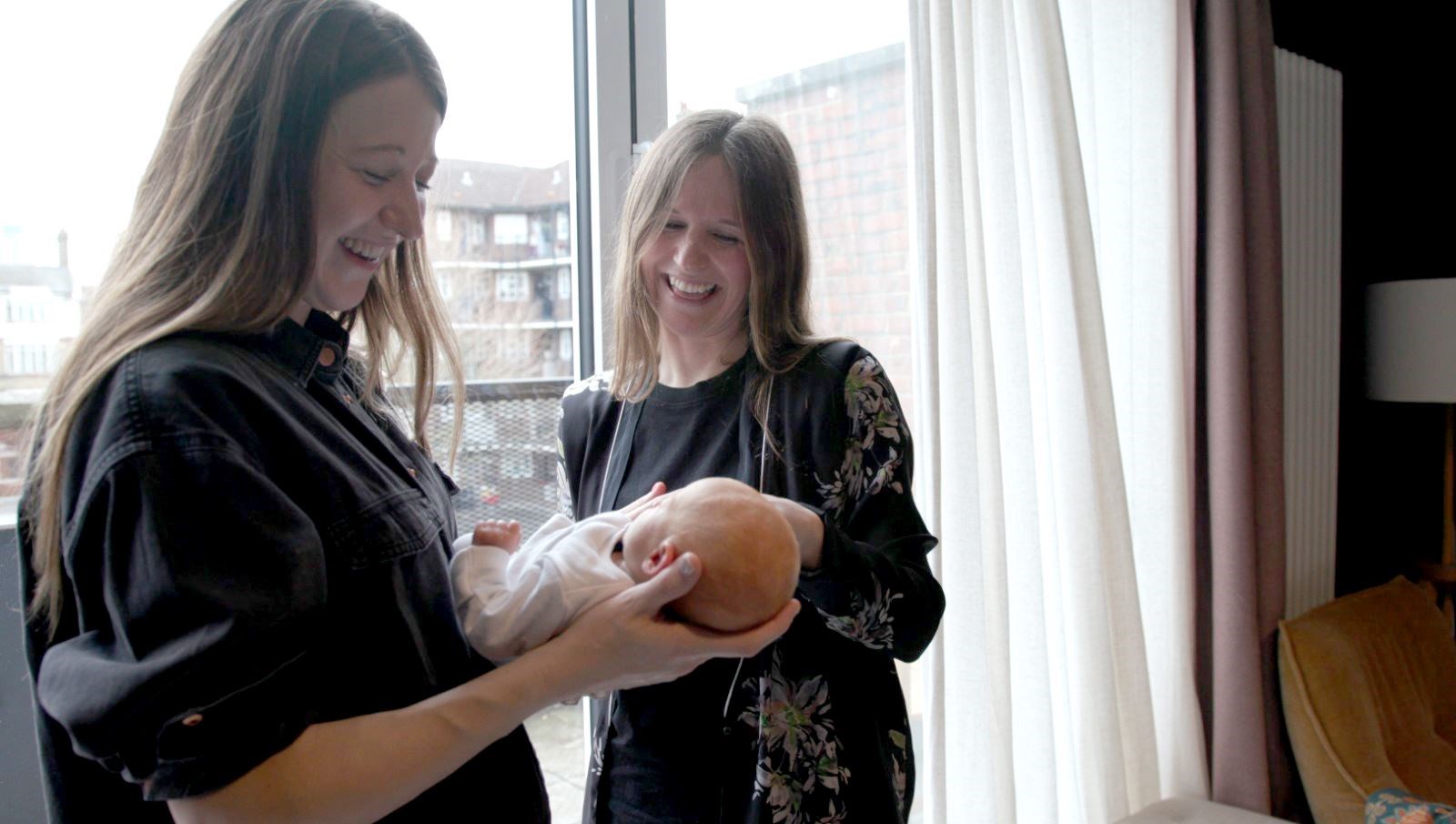 Amy Purdie, right, donated her womb to her sister, Grace, to enable the birth of the niece who shares her name (Womb Transplant UK/PA)