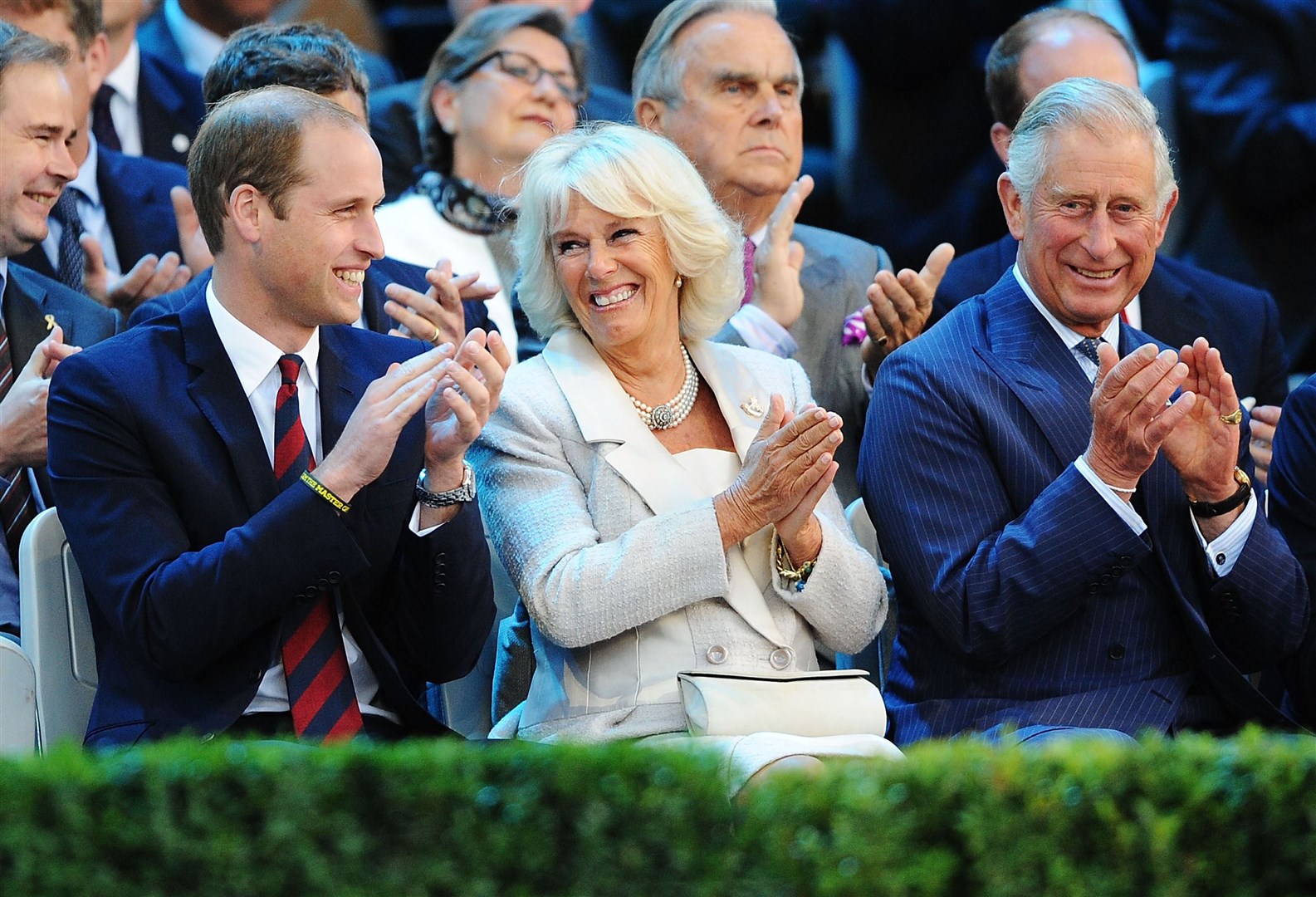 The Duke of Cambridge, the Duchess of Cornwall and the Prince of Wales at the opening ceremony of the Invictus Games in 2014 (Dave J Hogan/PA)