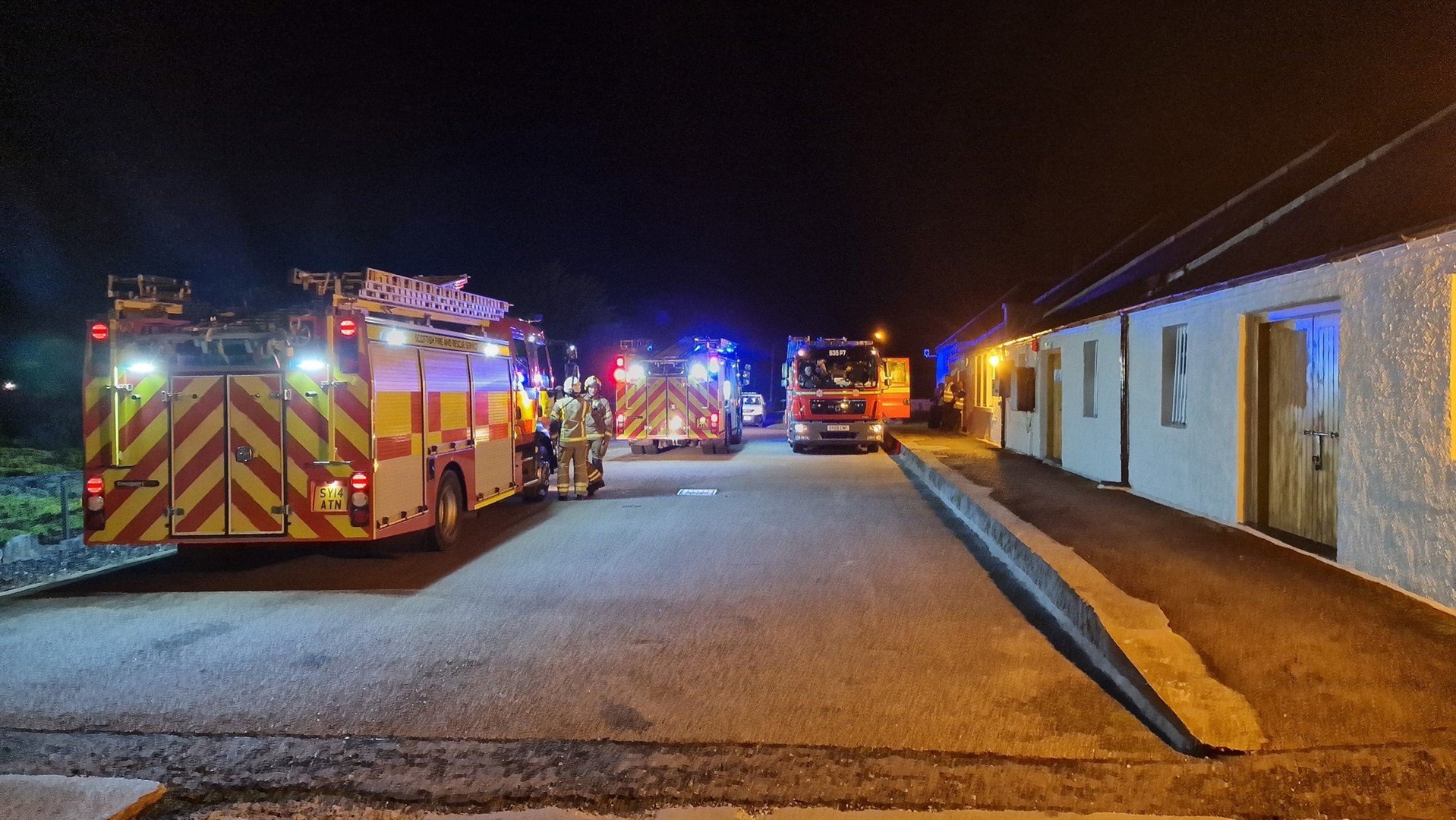 Fire appliances at the scene earlier this morning.