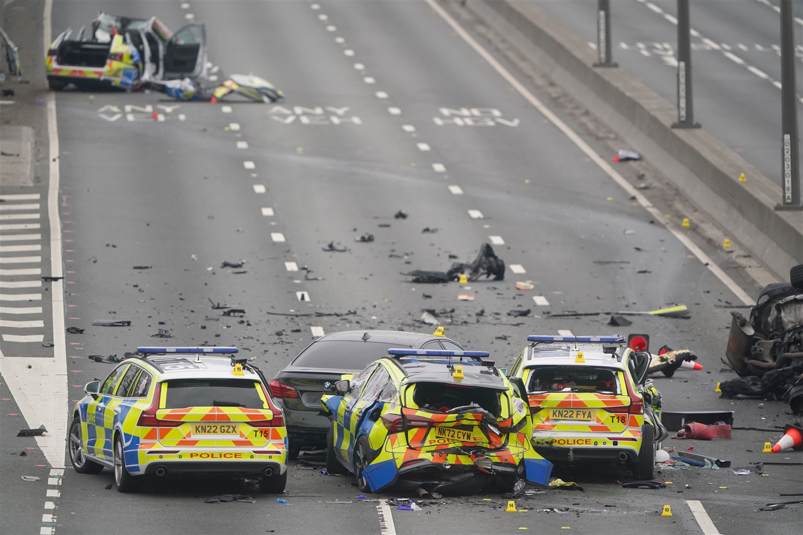 Police officers were injured in the major collision (Owen Humphreys/PA)