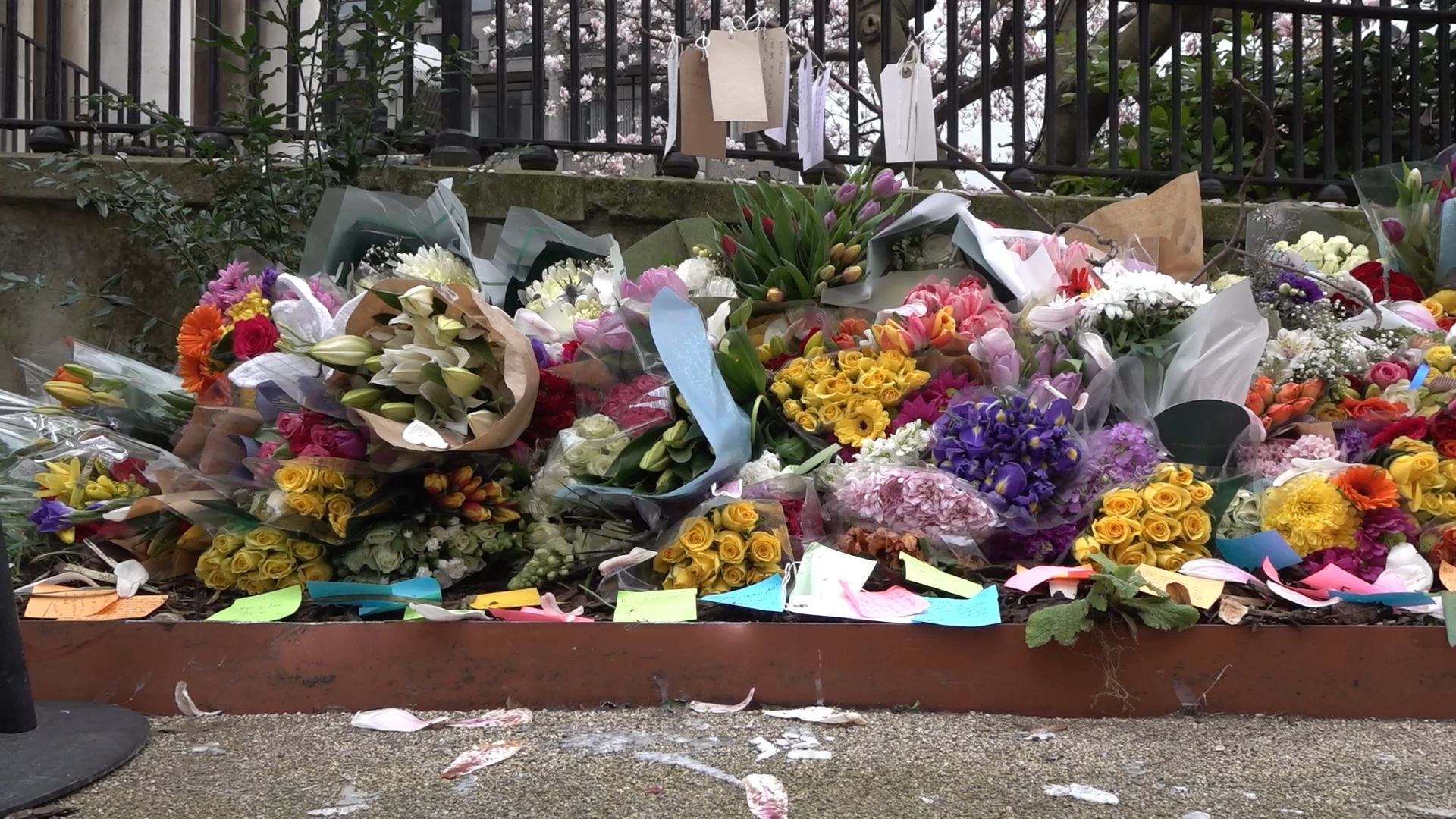 Floral tributes were left at the scene (Oscar Rihil/PA)