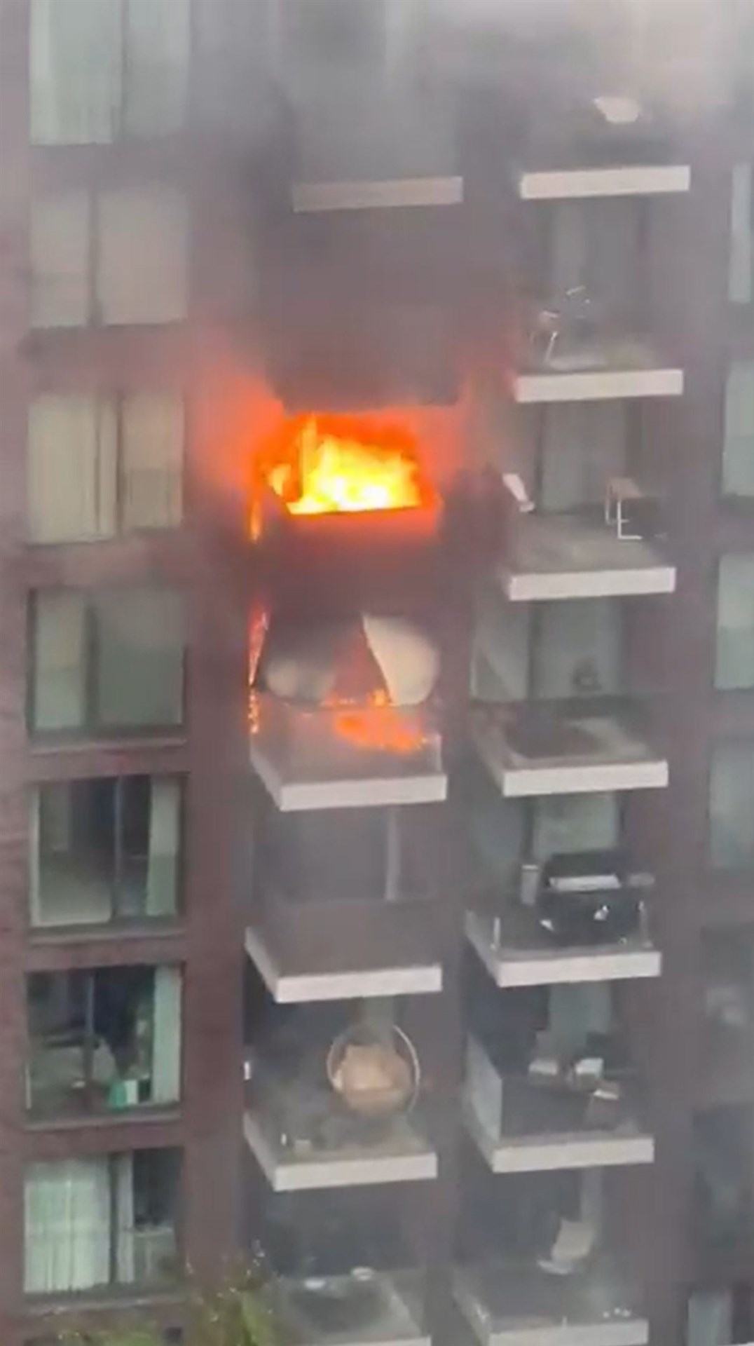 The fire took hold in a block of flats on Leman Street in Aldgate, east London (Khaja Naseer/X/PA)