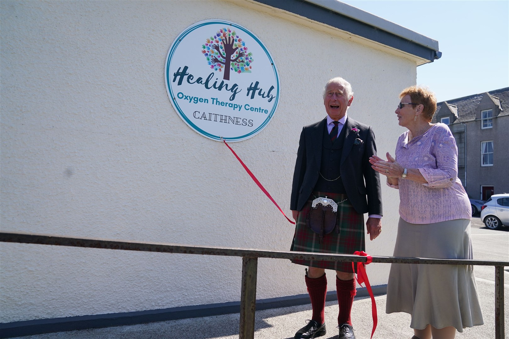 The Prince of Wales cut the ribbon at the refurbished Healing Hub Oxygen Therapy Centre in Wick (Andrew Milligan/PA)