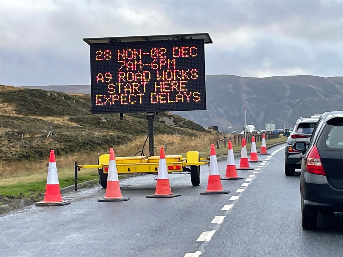 Sign of the times: Drumochter this afternoon