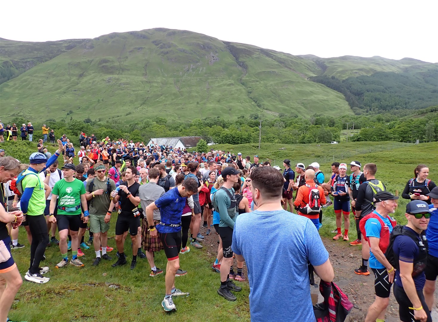The participants gather at the start of the Highland Cross.
