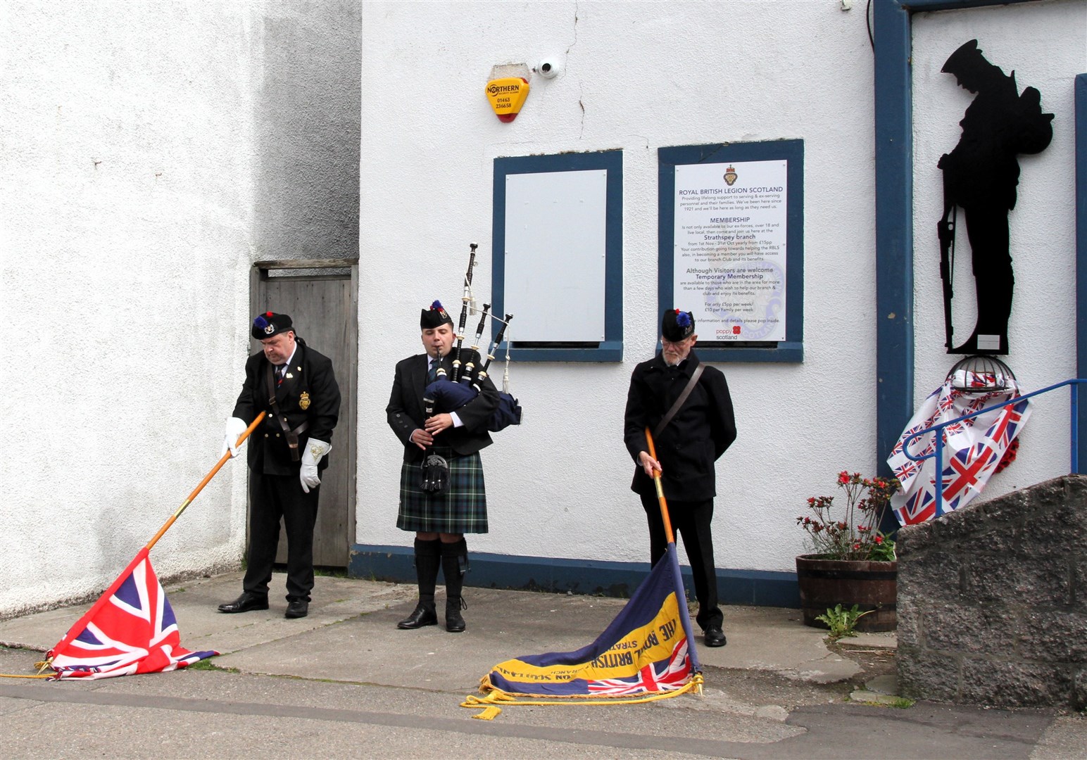 GRANTOWN VE DAY: The lowering of the colours (Frances Porter)