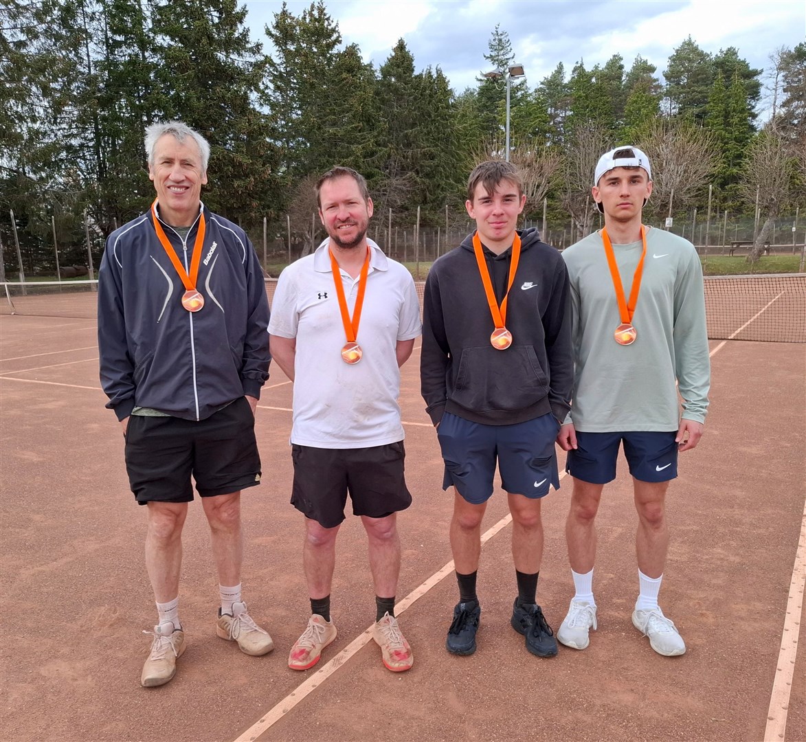 Men's winners Grant Davis and Matthew Davies with runners-up Joshua Marshall and Leo Ross.