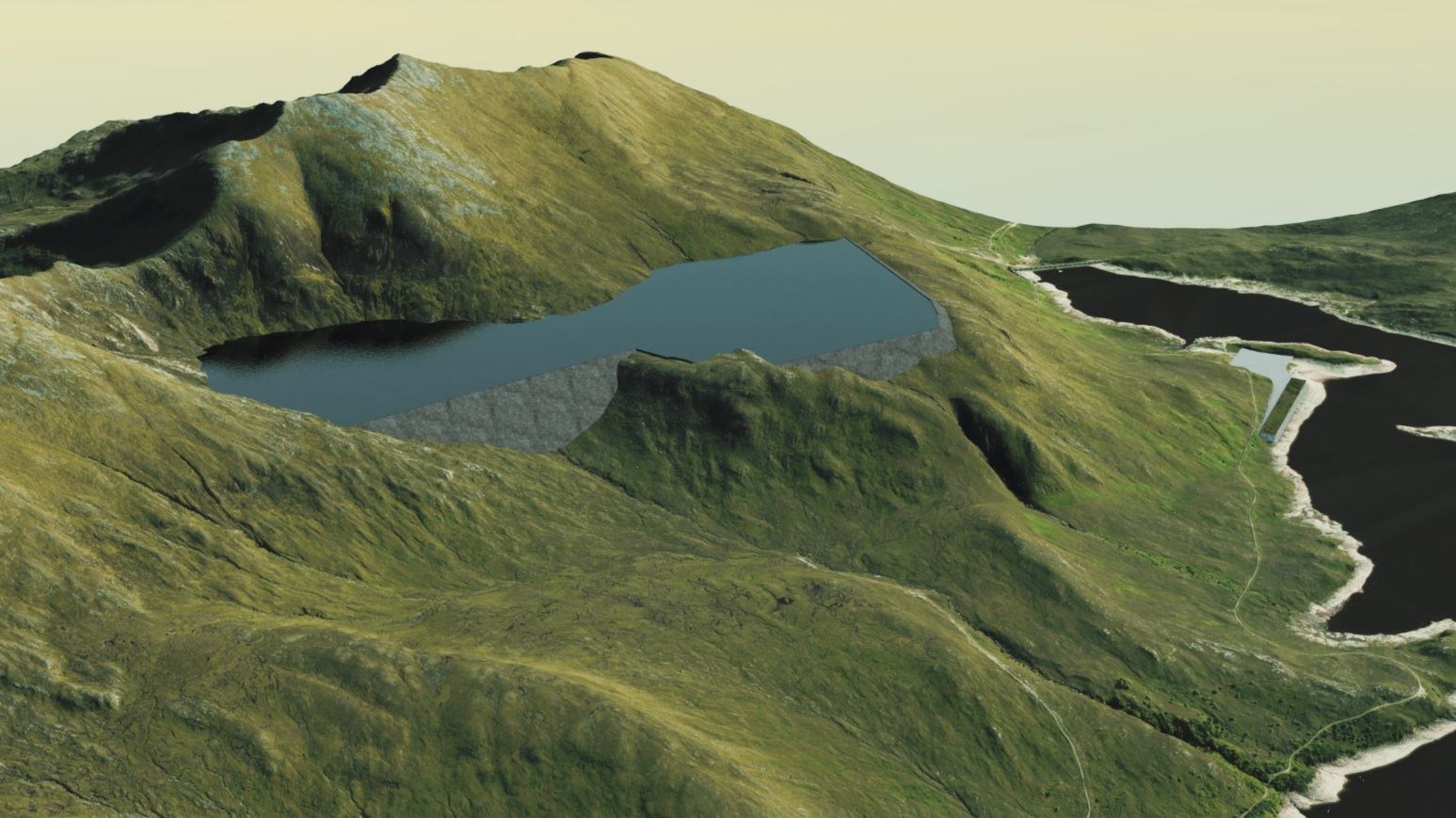 An artist's impression of the proposed dams at Loch Fearna.