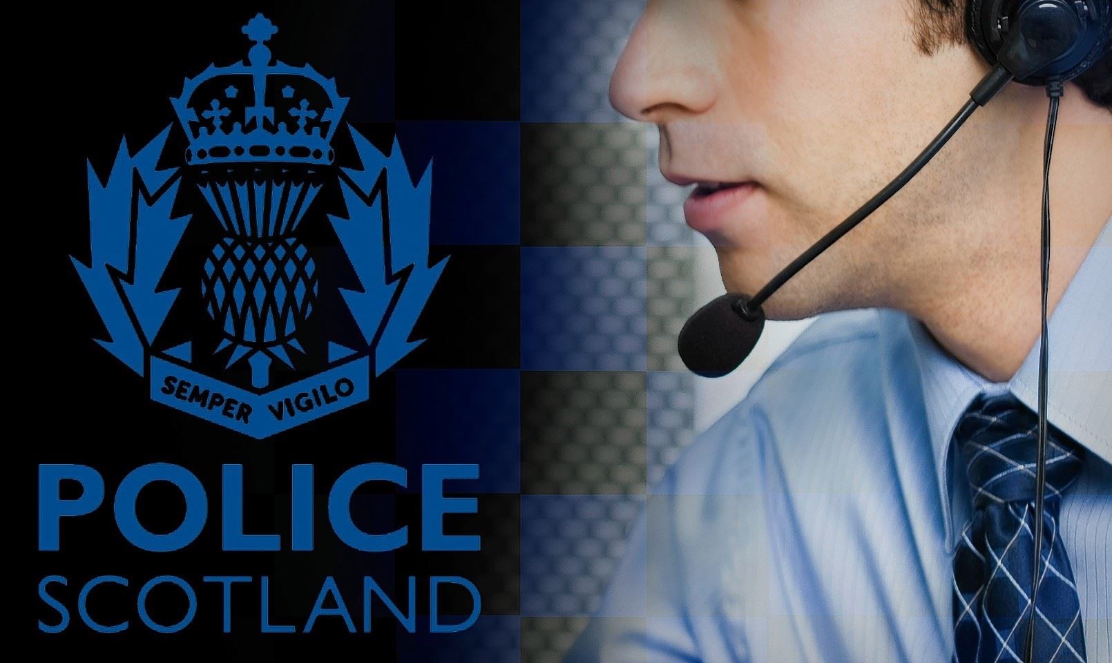 POLICE SCOTLAND LOGO and generic call centre staff