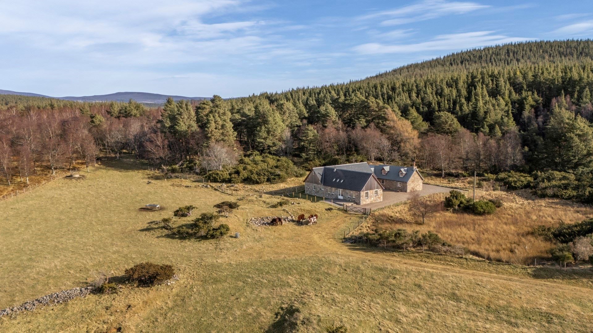The property sits in a secluded spot in Tulloch by Nethy Bridge.